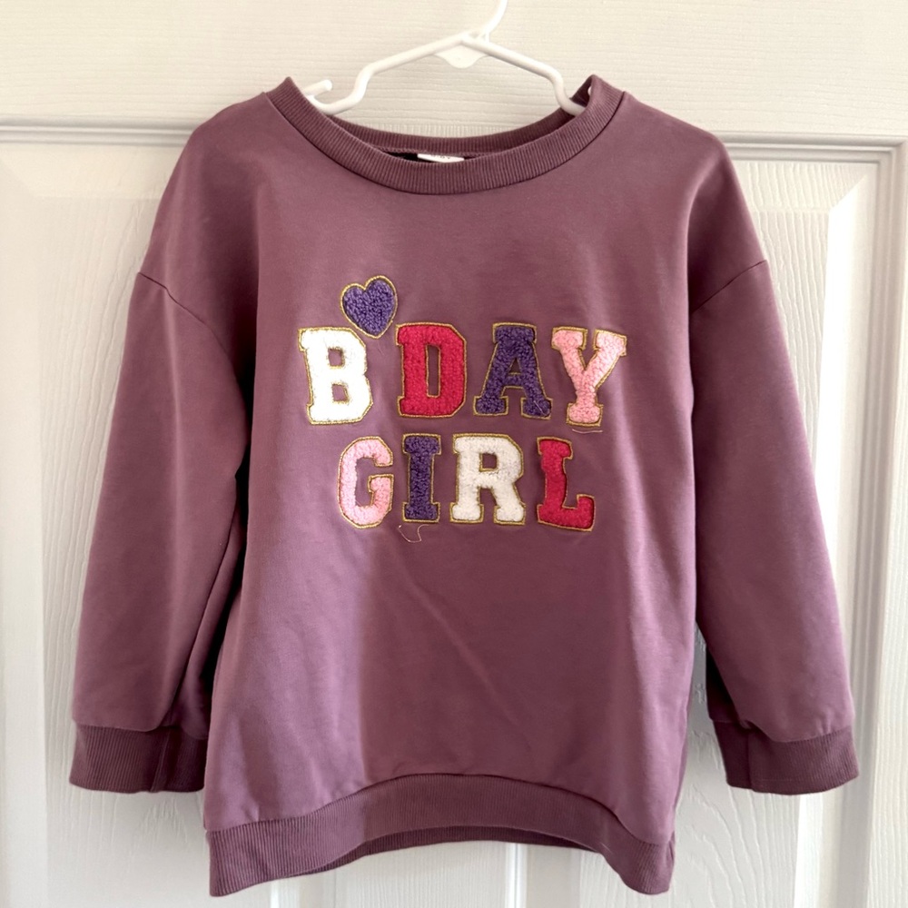 Chenille Letters 5-6 Birthday Girl Pullover Boutique Patches Sweatshirt Stoney